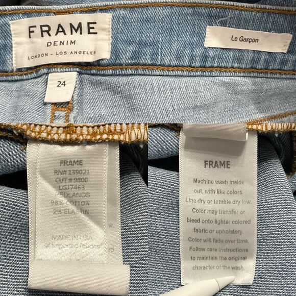 Frame Blue Redlands Le Garcon Distressed Boyfriend Jeans 24 - Picture 6 of 7